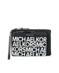 schwarze und weiße bedruckte Leder Clutch von MICHAEL Michael Kors