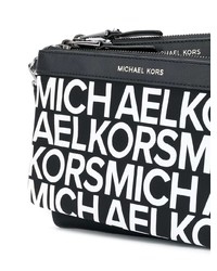 schwarze und weiße bedruckte Leder Clutch von MICHAEL Michael Kors