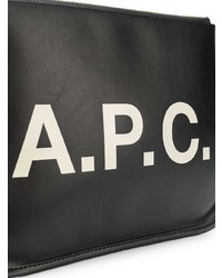 schwarze und weiße bedruckte Leder Clutch von A.P.C.