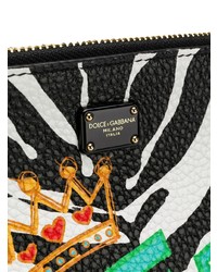 schwarze und weiße bedruckte Leder Clutch von Dolce & Gabbana
