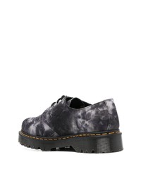 schwarze und weiße bedruckte Leder Derby Schuhe von Dr. Martens