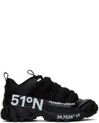 schwarze und weiße bedruckte Leder niedrige Sneakers von Burberry