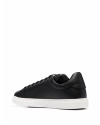 schwarze und weiße bedruckte Leder niedrige Sneakers von Emporio Armani