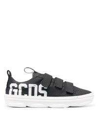 schwarze und weiße bedruckte Leder niedrige Sneakers von Gcds
