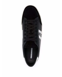 schwarze und weiße bedruckte Leder niedrige Sneakers von DSQUARED2