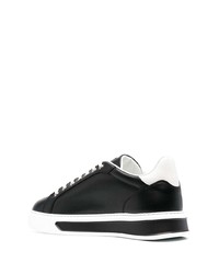 schwarze und weiße bedruckte Leder niedrige Sneakers von Roberto Cavalli
