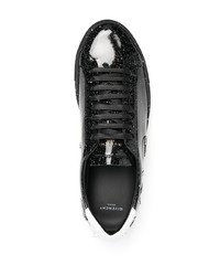 schwarze und weiße bedruckte Leder niedrige Sneakers von Givenchy