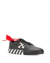 schwarze und weiße bedruckte Leder niedrige Sneakers von Off-White