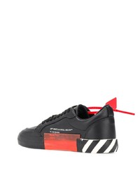 schwarze und weiße bedruckte Leder niedrige Sneakers von Off-White