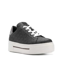 schwarze und weiße bedruckte Leder niedrige Sneakers von MICHAEL Michael Kors