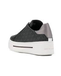 schwarze und weiße bedruckte Leder niedrige Sneakers von MICHAEL Michael Kors