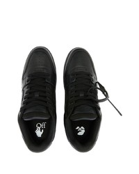 schwarze und weiße bedruckte Leder niedrige Sneakers von Off-White