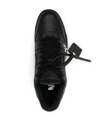 schwarze und weiße bedruckte Leder niedrige Sneakers von Off-White