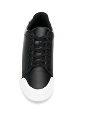 schwarze und weiße bedruckte Leder niedrige Sneakers von VERSACE JEANS COUTURE