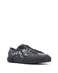 schwarze und weiße bedruckte Leder niedrige Sneakers von Givenchy