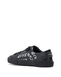 schwarze und weiße bedruckte Leder niedrige Sneakers von Givenchy