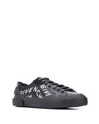 schwarze und weiße bedruckte Leder niedrige Sneakers von Givenchy