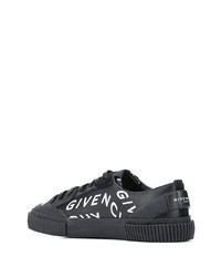 schwarze und weiße bedruckte Leder niedrige Sneakers von Givenchy