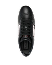 schwarze und weiße bedruckte Leder niedrige Sneakers von Bally