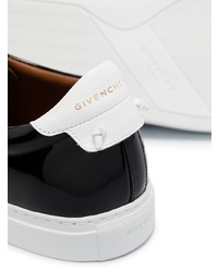 schwarze und weiße bedruckte Leder niedrige Sneakers von Givenchy