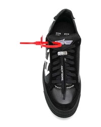 schwarze und weiße bedruckte Leder niedrige Sneakers von Off-White