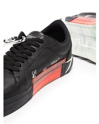 schwarze und weiße bedruckte Leder niedrige Sneakers von Off-White