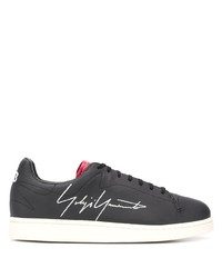 schwarze und weiße bedruckte Leder niedrige Sneakers von Y-3