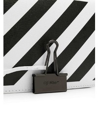 schwarze und weiße bedruckte Leder Umhängetasche von Off-White