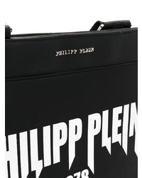 schwarze und weiße bedruckte Leder Umhängetasche von Philipp Plein
