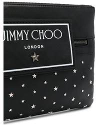 schwarze und weiße bedruckte Leder Umhängetasche von Jimmy Choo