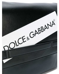 schwarze und weiße bedruckte Leder Umhängetasche von Dolce & Gabbana