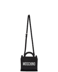 schwarze und weiße bedruckte Leder Umhängetasche von Moschino