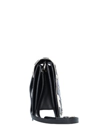 schwarze und weiße bedruckte Leder Umhängetasche von Roberto Cavalli Class