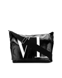 schwarze und weiße bedruckte Leder Umhängetasche von Valentino