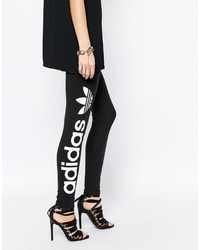 schwarze und weiße bedruckte Leggings von adidas