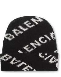 schwarze und weiße bedruckte Mütze von Balenciaga