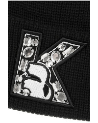 schwarze und weiße bedruckte Mütze von Karl Lagerfeld