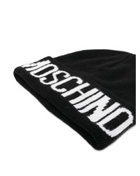 schwarze und weiße bedruckte Mütze von Moschino
