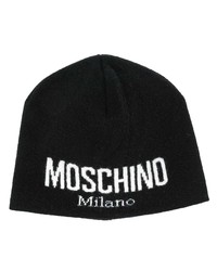 schwarze und weiße bedruckte Mütze von Moschino