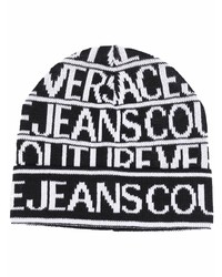schwarze und weiße bedruckte Mütze von VERSACE JEANS COUTURE