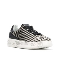 schwarze und weiße bedruckte niedrige Sneakers von Premiata