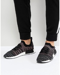 schwarze und weiße bedruckte Segeltuch niedrige Sneakers von adidas Originals