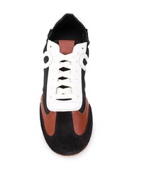 schwarze und weiße bedruckte Segeltuch niedrige Sneakers von Loewe