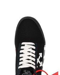 schwarze und weiße bedruckte Segeltuch niedrige Sneakers von Off-White
