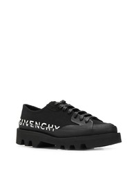 schwarze und weiße bedruckte Segeltuch niedrige Sneakers von Givenchy