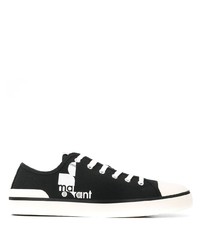 schwarze und weiße bedruckte Segeltuch niedrige Sneakers von Isabel Marant