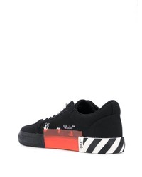 schwarze und weiße bedruckte Segeltuch niedrige Sneakers von Off-White