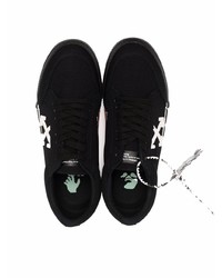 schwarze und weiße bedruckte Segeltuch niedrige Sneakers von Off-White