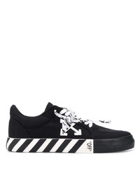 schwarze und weiße bedruckte Segeltuch niedrige Sneakers von Off-White