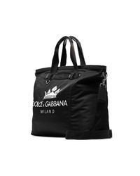 schwarze und weiße bedruckte Segeltuch Sporttasche von Dolce & Gabbana